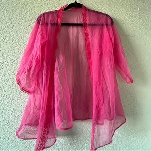 Sheer pink lingerie cardigan made in California size Medium